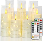 Raycare 7 Pack Flameless Battery Operated Pillar Candles with Remote Timer by Raycare