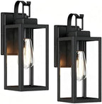 Black Outdoor Wall Lantern 2 Pack, 14 Inch Outdoor Porch Lights Wall Mount, Waterproof Exterior Wall Lamp Fixture, Outside Decorative Sconce Wall Lighting for Porch, House, Garage by WISBEAMSmart