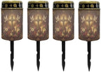 Poceacles Solar Powered Flameless Candle Cemetery Votive Candles Waterproof Outdoor Memorial Solar Stake Lights Home Outdoor Decoration, Cross Rose Bible Book Print Brown, 4 Pcs by Poceacles