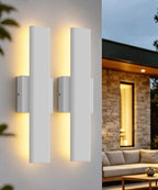 Aipsun 15.7" LED Outdoor Wall Sconce, Modern White Exterior Wall Light by Aipsun