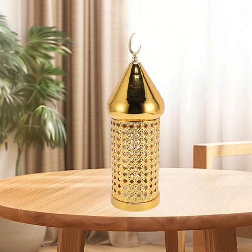 Gold Wind Lamp, Golden Candle Windproof Lamp, Retro Hollow Wind Lamp Iron Lantern for Wedding Party Decoration (Medium) - Image 6
