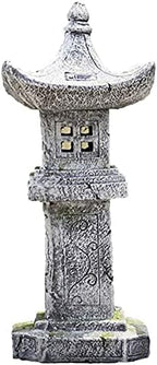 Garden Statue Animal Sculpture Outdoor Decor Gift Pagoda Stupa Garden Lantern Ornaments Japanese Style Asian Decor Outdoor Statues Patio Yard Front Porch Collectibles(C,33x33x80cm) by Unknown
