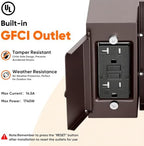 BesLowe 10'' Motion Sensor Outdoor Wall Light with GFCI Outlet, Matte Brown - Image 2