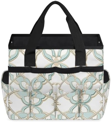 Flower Texture Garden Tool Bag Tote for Men Women Multiple Pockets Wide Mouth Heavy Duty Waterproof Tool Organizer Bag for Outdoor Lawn Yard Portable Gardening Storage With Elasticbands by Unknown