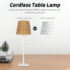 Mr. White Outdoor Waterproof Cordless Rechargeable Portable Top Touch Battery Operated Powered LED Table Lamp with Wicker lampshade for Restaurant Kitchen Patio Dinner Dining (Mahjong) - Image 3