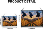 Crows Flying Over Autumn Orchard Rectangular Stained Glass Suncatcher – Hanging Window Panel with Animal & Nature Scene – Vibrant Glass Art Gift for Wildlife, Fantasy, Nature Lovers emGCYx - Image 4