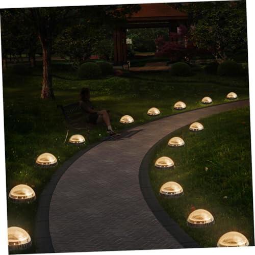 INOOMP 4pcs LED Solar Ground Lights for Outdoor Garden and Pathway, Warm White Solar-Powered In-Ground Disc Lamps for Lawn and Landscape Lighting - Image 3