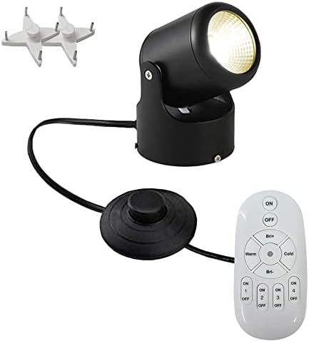 Kiven LED Smart Timer Black Foot Pedal Push Switch Mini Accent uplight Color Changing Wall Light Stepless Dimming with Intelligent Remote Control & Non-Trace Nail for Living Room-B by Kiven