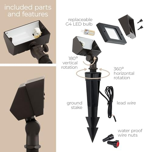 Amped Landscape Lighting 12V Flood Wall Wash Light with G4 Socket in Bronze Powder Coated Aluminum - Image 2