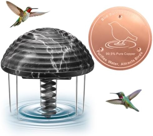 Bird Bath Water Agitator with Round 99.99% Pure Copper Disk, Battery Powered Bird Bath Circulator, Quiet Waterproof Mover Keeps Water Fresh for All Season Use (Black Rock) by Chitidr