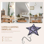 VANZACK Hanging Star Glass Lantern Candle Holder Purple Vintage Five-Pointed Star Decorative Indoor Rustic Pendant for Wedding Home Party Décor - Image 4