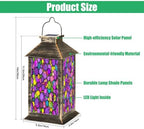 Solar Lantern Abstract Stained Glass Mosaic Purple Violet Outdoor Garden Hanging Lantern Waterproof Solar Powered Lighting Outside Table Lamp for Deck Yard Camping Patio Decor - Image 2