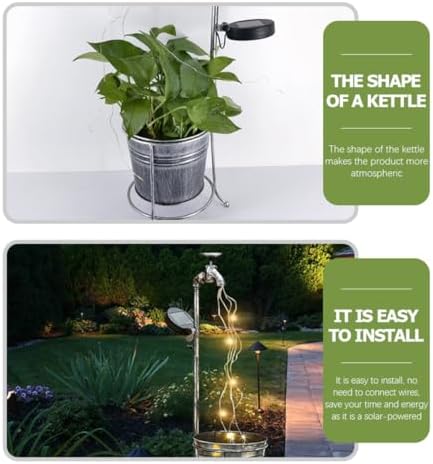 Solar Iron Watering Can Lantern with Lights for Outdoor Garden Decor - Image 7