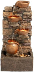Teamson Home 28.5" Outdoor 4-Tier Stacked Stone Fountain, Brown by TeamsonHome