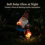 Topadorn Solar Garden Gnome Statue with Glowing Ladybug & Mushroom - Image 6