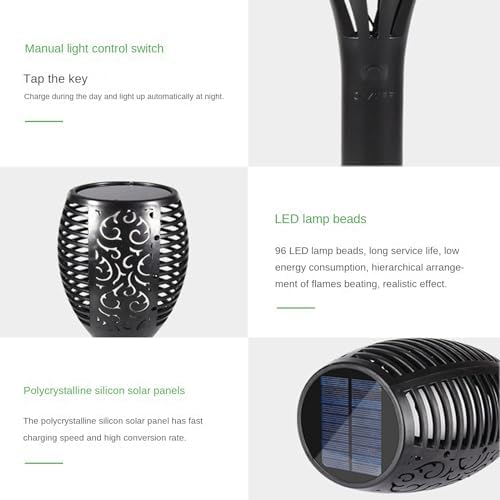 Solar Flickering Dancing Flame Lights Waterproof Solar Torch Lights for Outdoor Garden Patio Pathway Yard Driveway Halloween Decorative (6,33led) - Image 5