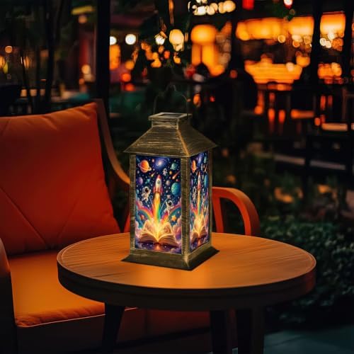 Solar Hanging Lantern Colorful Space Exploration Scene Rocket Astronauts Galaxy Elements Waterproof LED Lights Decor Patio Yard Lawn Porch Lamp, Birthday Gift for Mom Women Garden Outdoor Decor - Image 7