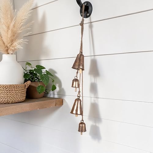 Handmade Farmhouse Vintage Decorative Bells, Hanging Witches Bells for Protection, Cow Bell Wind Chime for Outdoor Garden, Door Knob Bell for Door Opening, Witchcraft Christmas Wreaths Ornament Decor - Image 5