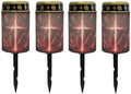 Poceacles Solar Lights Outdoor Grave Candle for Cemetery Decoration Solar Outdoor Lights for Garden Lawn Backyard Pathway Decor, Lion Cross Cloud Print Red, 4 Piece Set by Poceacles