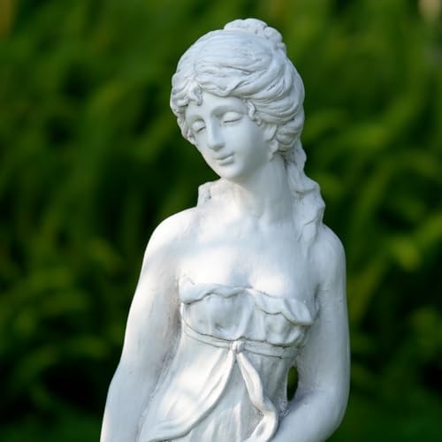 Outdoor Goddess Statue, Garden Beauty Decoration, Graceful Female Figure Sculpture, Catholic Concrete Finish Art Decor for Yard Patio Deck Home Entryway Hallway, Grey - Image 2