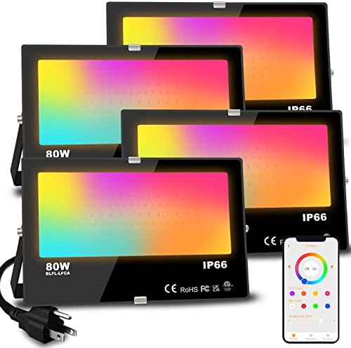 MELPO LED Flood Light Outdoor 800W Equivalent 8000LM RGB Landscape Lighting by MELPO