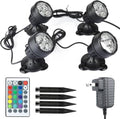 Pond Lights Underwater Colored with Timer, Submersible Fountain Light LED Spotlights Dimmable IP68 Waterproof with Spiked Stand for Outdoor Pond Fountain (Set of 4) by Unknown