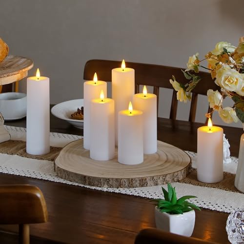 Flameless Waterproof 2.2" x4" 4" 5" 5" 6" 6" 7" 7" Pillar Candles with Remote Control and Timer, LED Battery Operated Plastic White Pack of 8 Outdoor Flickering Warm Light - Image 4