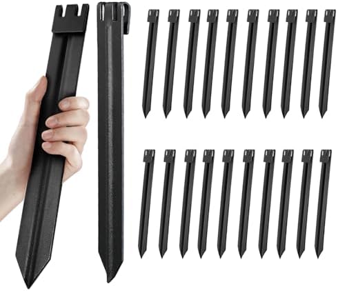 20Pcs 10In Balck Metal No Installation Landscape Edging Stakes by Ultiteque