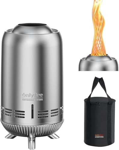 Portable Smokeless Fire Pit, 12” Stainless Steel Camp Stove, Silver FP054 by ONLYFIREOUTDOORLIVING