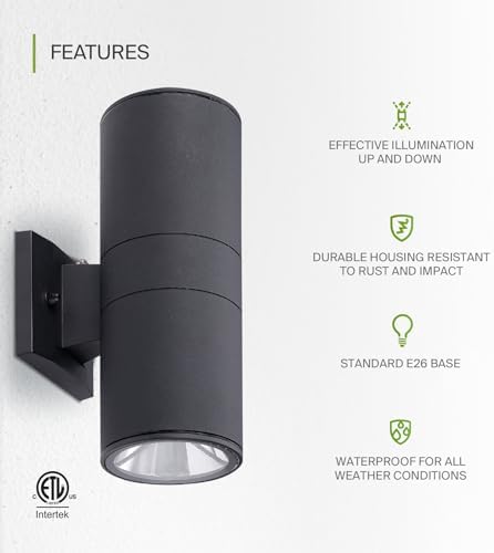 ASD 2 Light Dusk to Dawn Cylinder Outdoor Sconce Lights, E26 Base 6 Pack - Image 3