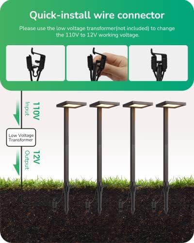 EDISHINE Low Voltage Landscape Lighting, LED Modern Pathway Lights 4 Pack - Image 5