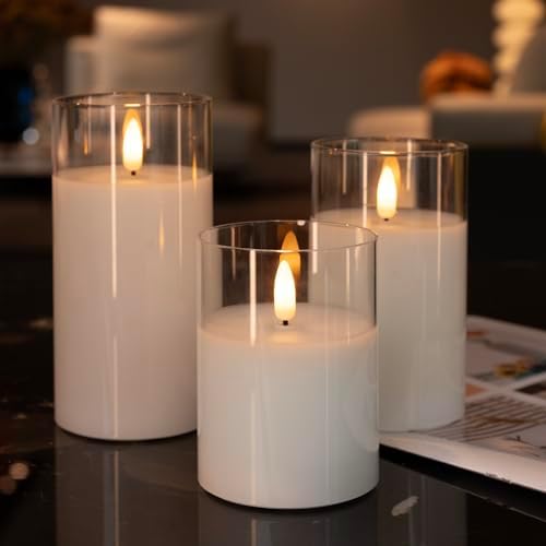 Color Changing Flameless Candles Glass LED Pillar Candles with Remote Timer - Image 6