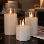 Color Changing Flameless Candles Glass LED Pillar Candles with Remote Timer - Image 6
