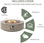COSIEST Outdoor Propane Fire Pit Coffee Table w Gray 42 inch Round Base Patio Heater, Certified, 50,000 BTU Stainless Steel Burner, Wind Guard, Tank Outside, Free Lava Rocks, Waterproof Cover - Image 4