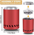 HGD 9.6 x 7.1 in Small Tabletop Fire Pit, Portable Mini Smokeless Table Top Firepit, Low Smoke Camping Stove for Outdoor & Patio, Fueled by Pellets or Wood, with Travel Bag, Stainless Steel, Red - Image 2