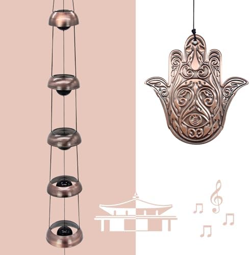 Copper Hand of God Temple Wind Chime for Porch, Patio, Garden Décor - Image 2