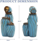 Grepatio Outdoor 4-Tiers Water Fountain, 30" H Cascading Fountain with 3 LED Lights, Outdoor Resin Fountains Waterfalls for Garden, Patio, Yard, and Deck Decor with Blue Imitation Ceramics Look - Image 7