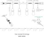 Banord Outdoor String Lights, 48FT Waterproof Patio Lights with 1W Dimmable LED Bulbs, White Hanging String Lights for Outdoor Backyard, Garden, Deck, Porch, Gazebo, Balcony, Camping, Party - Image 4