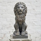 Lion Statue, Outdoor Garden Statues 27in Tall, Dark Gray by GreensWord