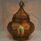 Yille Oriental Metal Lantern Anida Gold 30 cm Moroccan Lantern Garden Lantern Hanging Standing Beautiful Table Lantern for Wedding, Party, Decoration - Image 2