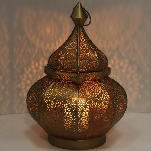 Yille Oriental Metal Lantern Anida Gold 30 cm Moroccan Lantern Garden Lantern Hanging Standing Beautiful Table Lantern for Wedding, Party, Decoration - Image 2