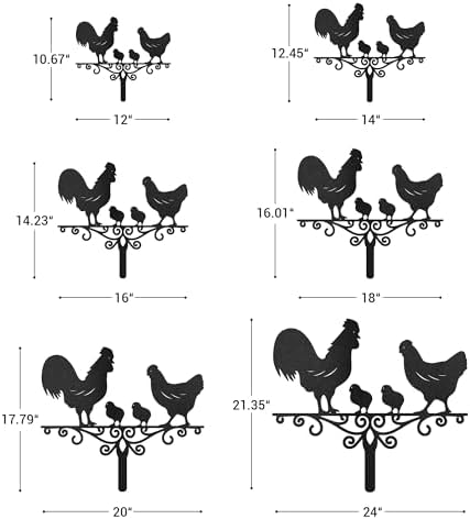 Metal Chicken Family Garden Stake Decorative, Rooster, Hen, and Chicks Design Silhouette Statues for Yard Art, Outside, Patio, Outdoor Decor, Garden Decorations, Lawn Ornaments - 14" Black - Image 6