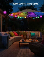 50ft RGB Outdoor String Lights Waterproof with 25 LED Dimmable Bulbs - Image 3