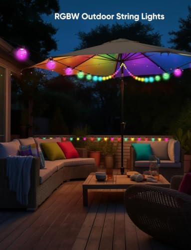 50ft RGB Outdoor String Lights Waterproof with 25 LED Dimmable Bulbs - Image 3