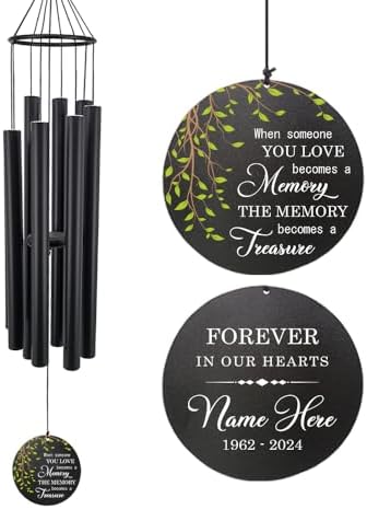 Sympathy Wind Chime, Personalized Name Memorial Gifts, Green Leafs Wind Chimes for Loss of Loved Ones, Sympathy Gifts Wind Chimes for Condolences/Funeral by ExtrabilyOfficial