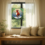 Brown White Icelandic Horse cantering through winter orchard Square Suncatcher–Stained Glass Style Window Panel with Pastoral Scene, Custom Decorative Hanging Art for Equestrian Home, Christmas BfBVSD - Image 6