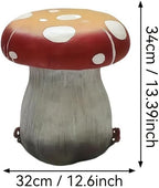 13.4" Outdoor Mushroom Ottoman with Rabbit Carvings - Image 2