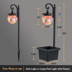 Solar Lamp Post with Planter and Mosaic Glass Shade - Image 5