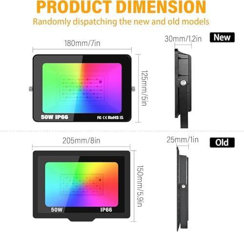 2-Pack 50W RGB LED Flood Light, Remote Outdoor Color Changing Light - Image 3