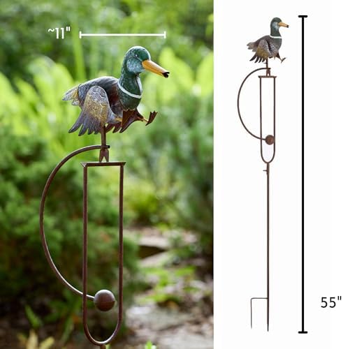 Red Carpet Studios Garden Art Small Walking Duck Balance Rocker Metal Garden Stake Yard Décor, 55” Tall, Mallard Duck with Moving Legs - Image 4
